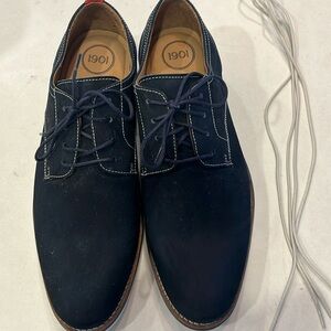 New! 1901 10.5 Navy Blue Suede Men’s Dress Shoe, White Sole